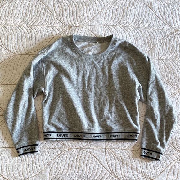 2/$30🍑 LEVI’S Grey Cropped Crewneck - Picture 1 of 4